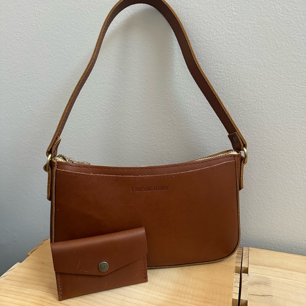 2 Piece Portland Leather Lucy Shoulder Bag + Mini Envelope Wallet - Honey